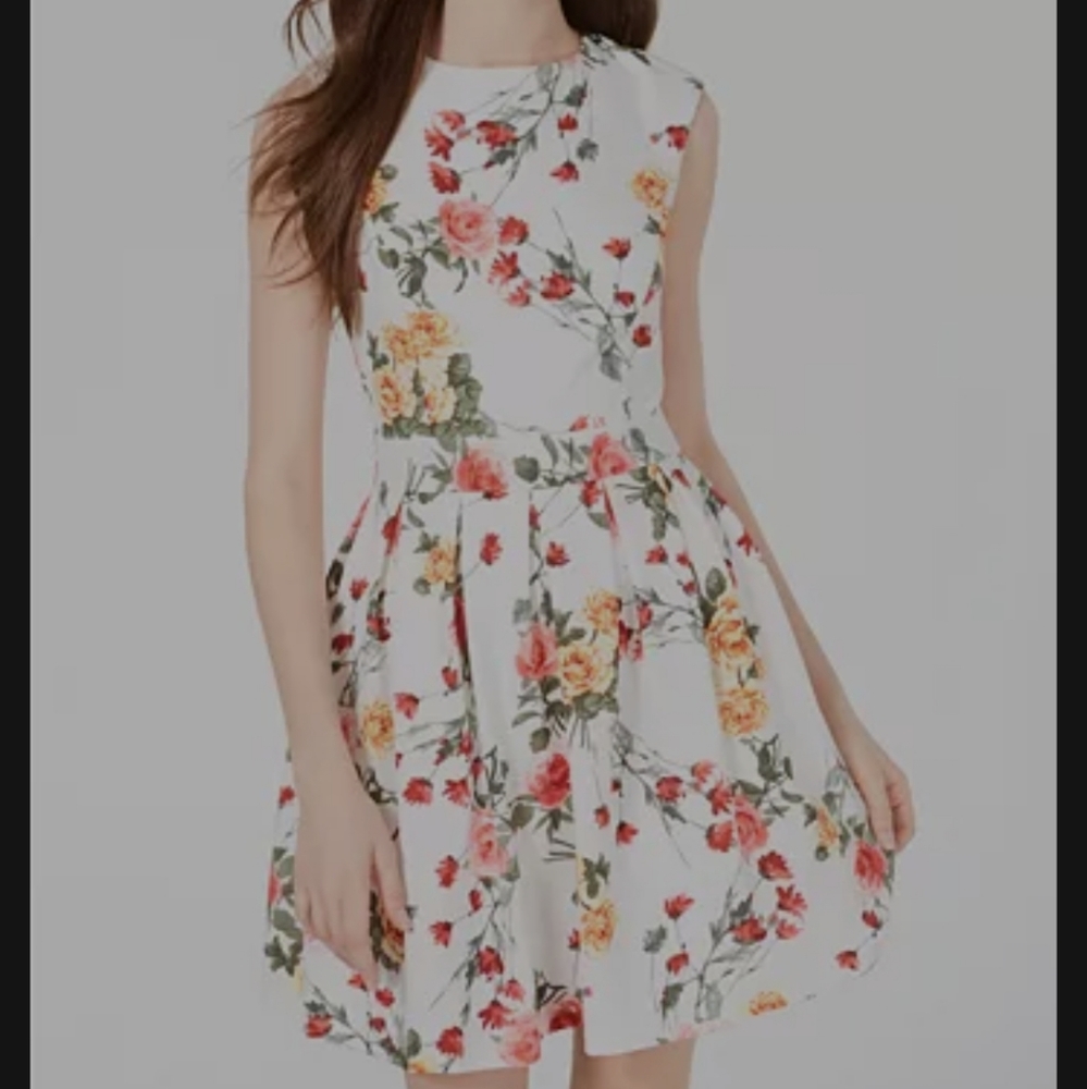 Ivory Floral Emerald Sundae dress